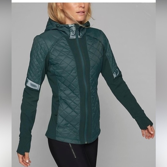 Athleta Jacket Women’s Medium Rock Springs PrimaLoft Quilted Hooded Full Zip - Picture 1 of 10